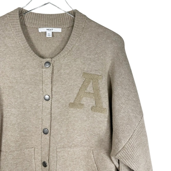NEXT Women's XL Academia Inspired Tan Heavy Knit Sweater Crewneck Cardigan - Picture 3 of 9